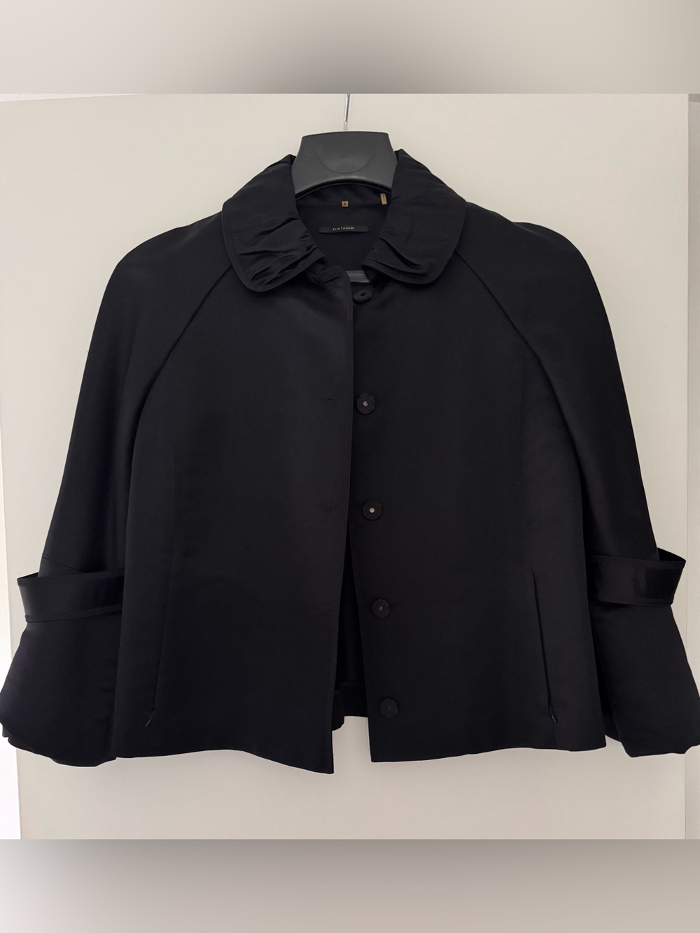 Elie Tahari Black Silk Women's Button-Front Cape Jacket, Size S